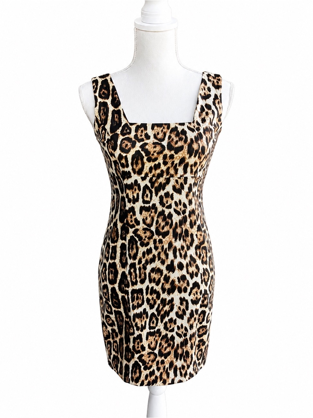 Alice+Olivia Sleeveless Cotton Bodycon Cheetah Print Mesh Panel Sz 2